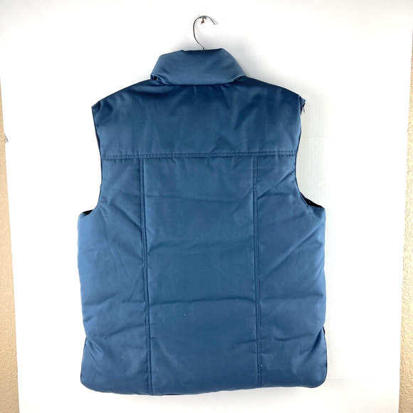Vintage Mens Down Feather Vest Blue Sz M Medium Full Zip Snap Fieldmaster - Picture 2 of 8